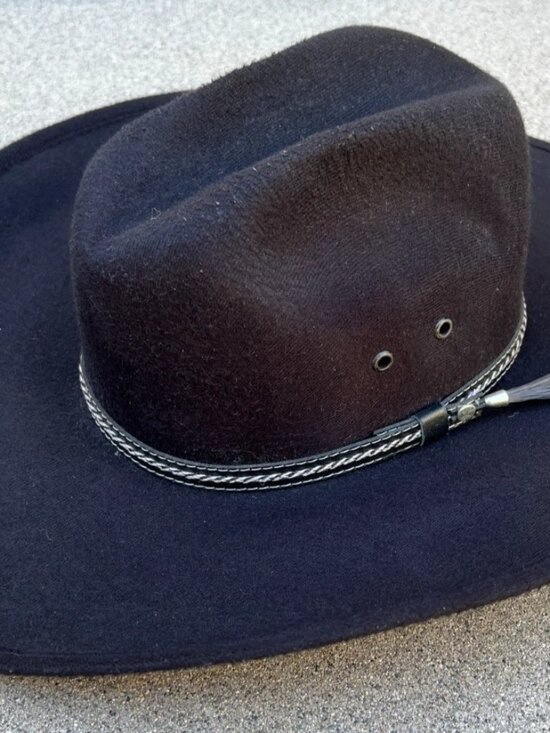 Moksman Hat Other - MOKSMAN HATS Mexico 100% Wool Cowboy Hat Men's MEDIUM Hard Brim Cap Black Felt